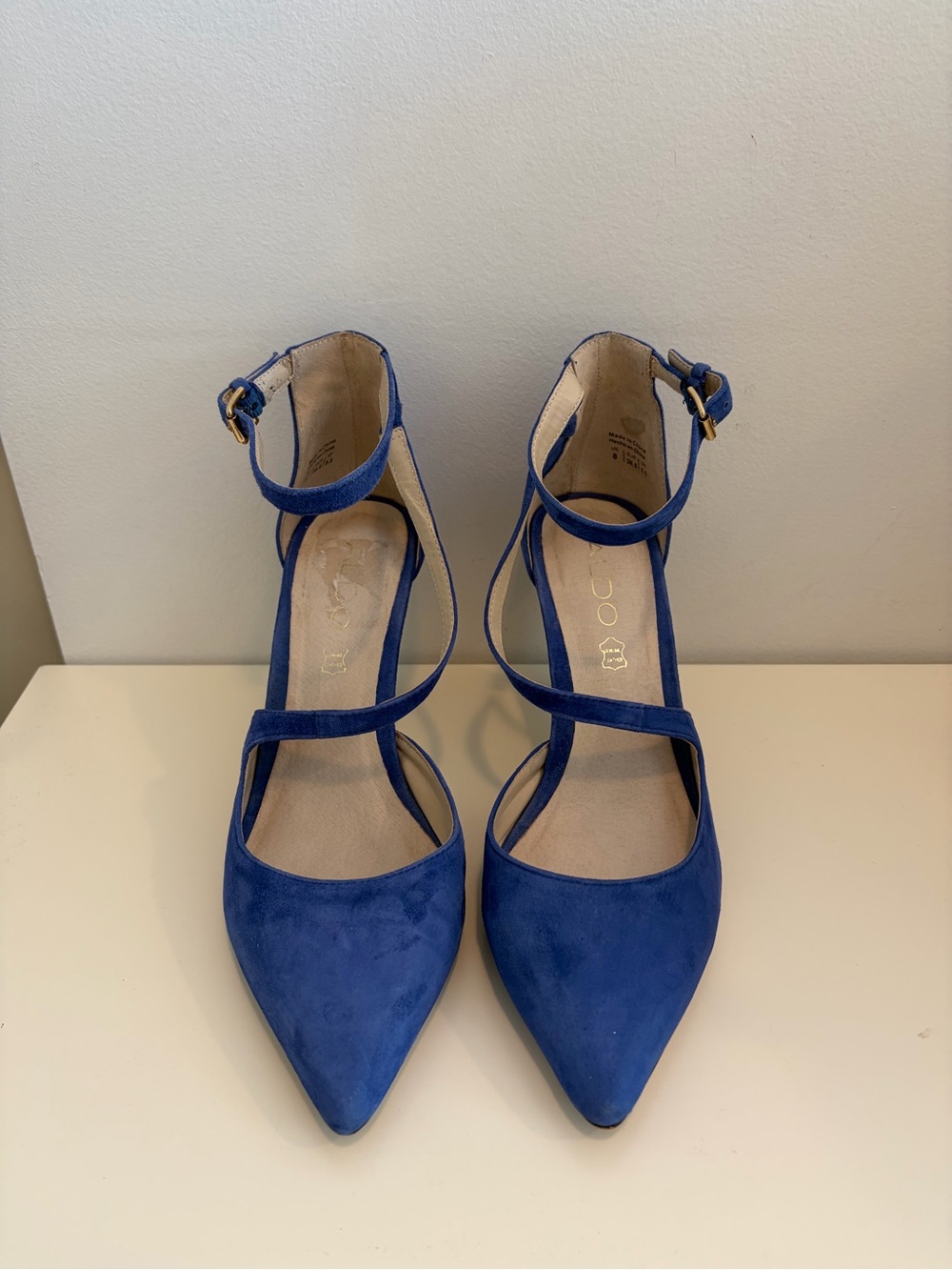 Aldo Blue Strappy Ankle Strap High Heels - Picture 2 of 8
